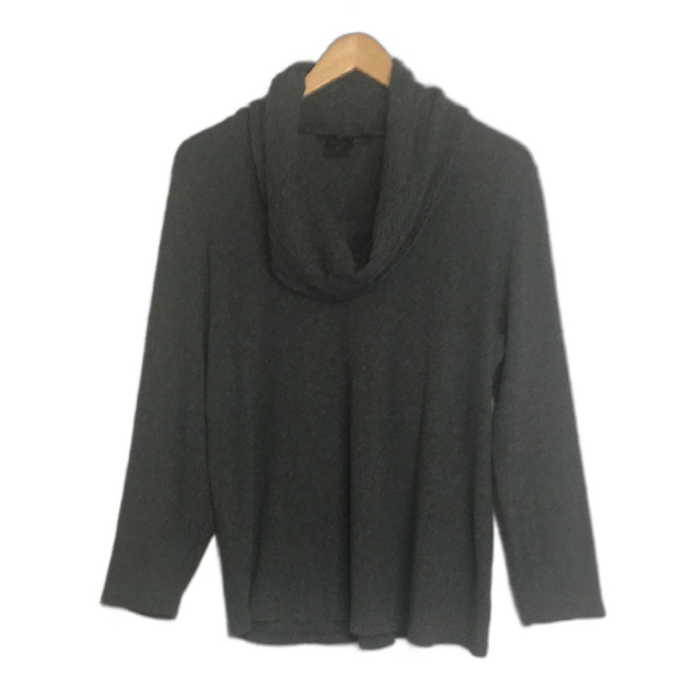 Rafaella Charcoal Gray Cotton Blend Long Sleeve Cowl Neck Pullover Sweater Sz 1X
